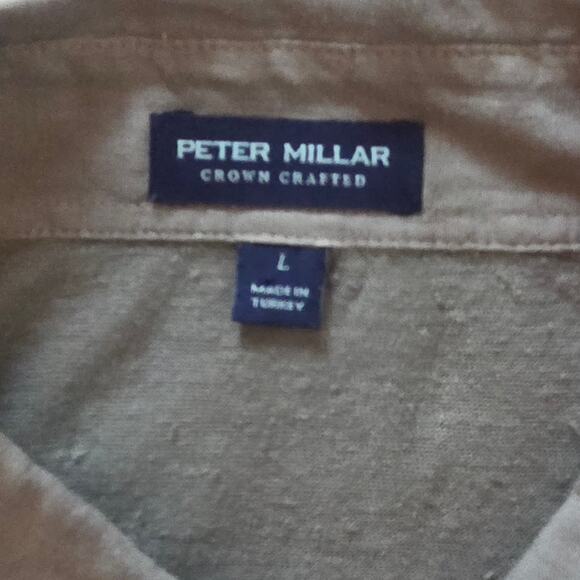 Peter Millar Crown Crafted Greystone Linen Short Sleeve Polo Shirt Sz L NWT - Picture 2 of 9